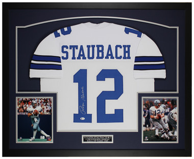 Roger Staubach Authentic Signed White Pro Style Jersey BAS