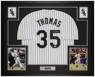 Frank Thomas Signed White Sox 35x43 Framed Road Jersey (JSA COA) 2XAL MVP  at 's Sports Collectibles Store