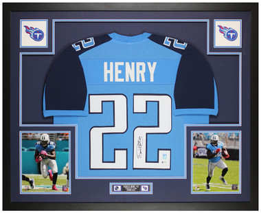 Derrick Henry Signed Framed Matted Tennessee Titans Jersey Fanatics COA