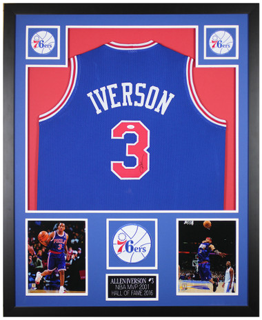 Allen Iverson Signed Philadelphia 76ers 35x 43 Framed Jersey