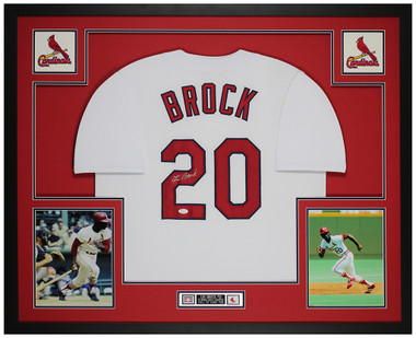 Lou Brock Autographed Pro Style Baseball Jersey Blue (JSA)