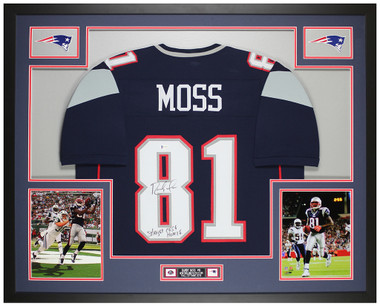 Randy Moss Autographed Red New England Jersey - Beautifully Matted