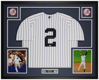 Derek Jeter Signed Authentic Yankees Pinstripe Jersey w/ 2001 WS Patch, 100  Year AL Patch, Black Armband & American Flag Patch (MLB Auth)