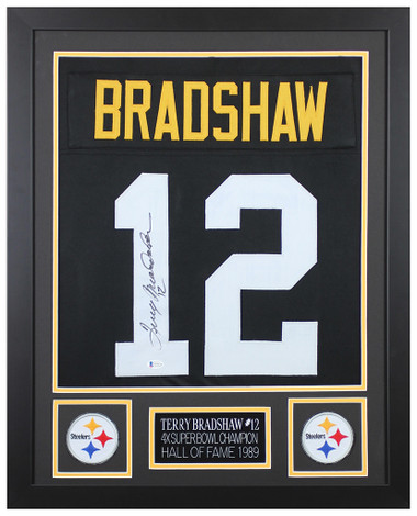 Terry Bradshaw Autographed White Pittsburgh Jersey - Beautifully