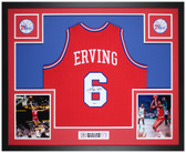 Julius Erving Autographed and Framed Philadelphia 76ers Jersey