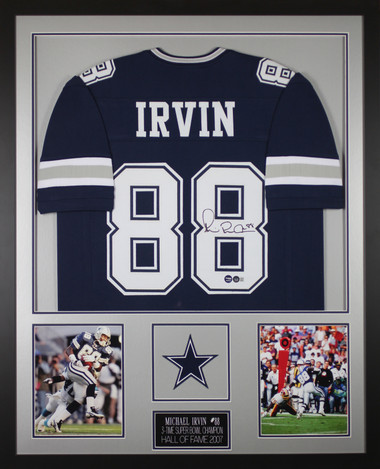 Michael Irvin Signed Dallas Cowboys Framed White Throwback Custom