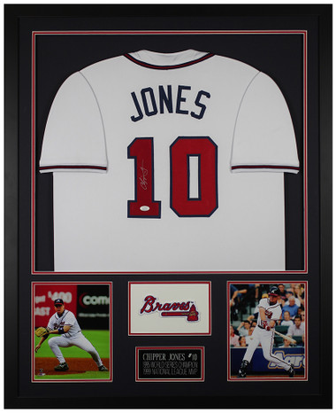 Atlanta Braves Chipper Jones Autographed White Majestic Jersey Size L  Beckett BAS Stock #197058 - Mill Creek Sports