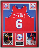 Julius Erving Autographed and Framed Philadelphia 76ers Jersey