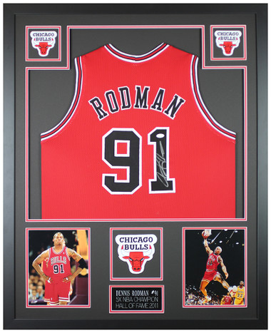 Dennis Rodman Autographed and Framed White Chicago Bulls Jersey