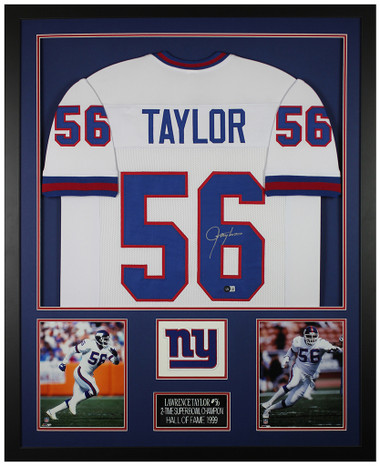 Lawrence Taylor Framed and Autographed White Giants Jersey