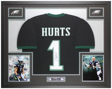 Jalen Hurts Authentic Signed Green Pro Style Framed Jersey Autographed JSA