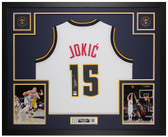 Nikola Jokic Autographed and Framed White Denver Jersey Auto JSA COA