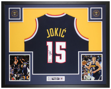 Nikola Jokic Autographed and Framed White Denver Jersey Auto JSA COA