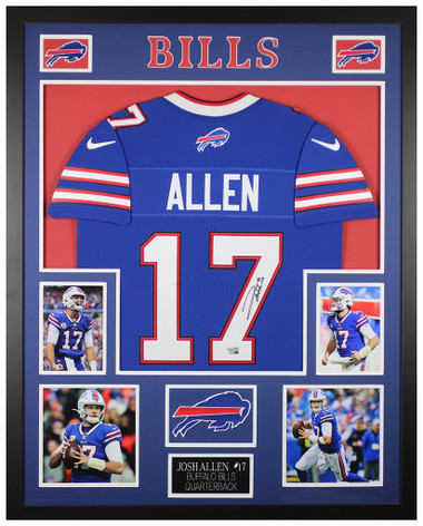 Buffalo Bills Team Greats Autographed Framed Blue Jersey With 3