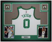 Jayson Tatum Autographed & Framed White Boston Jersey Auto Fanatics COA