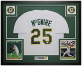 Mark McGwire Autographed & Framed White Oakland Jersey Auto JSA COA