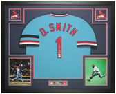 Ozzie Smith Autographed & Framed Blue St. Louis Jersey Auto Fanatics COA