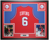 Julius Erving Autographed & Framed Red Philadelphia Jersey Auto Beckett Cert