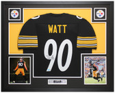 TJ Watt Autographed and Framed Black Pittsburgh Jersey Auto Beckett COA