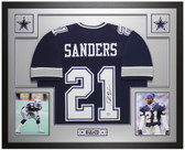 Deion Sanders Autographed and Framed Blue Dallas Jersey Auto Beckett COA