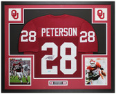 Adrian Peterson Autographed and Framed Maroon Oklahoma Jersey Auto Beckett COA