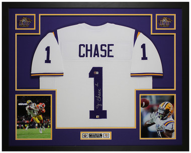 LSU Ja'Marr Chase Authentic Signed White Pro Style Jersey BAS