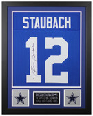 Roger Staubach Autographed & Framed Blue Dallas Jersey Auto Beckett COA