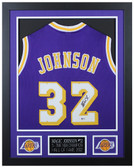 Magic Johnson Autographed & Framed Purple Los Angeles Jersey Auto Beckett Cert