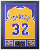 Magic Johnson Autographed & Framed Yellow Los Angeles Jersey Auto Beckett COA