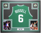 Bill Russell Autographed & Framed Green Boston Jersey Auto Beckett COA