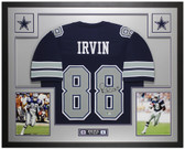 Michael Irvin Autographed and Framed Blue Dallas Jersey Auto Beckett COA