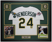 Rickey Henderson Autographed & Framed White Oakland Jersey Auto Fanatics COA