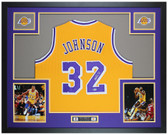 Magic Johnson Autographed & Framed Yellow Lakers Jersey Auto Beckett Cert