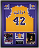 James Worthy Autographed & Framed Yellow Los Angeles Lakers Jersey Beckett COA