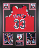 Scottie Pippen Autographed & Framed Red Chicago Jersey Fanatics COA