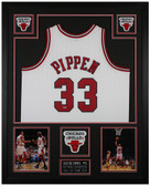 Scottie Pippen Autographed & Framed White Chicago Jersey Fanatics COA