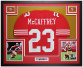 Christian McCaffrey Autographed & Framed Red San Francisco Jersey Auto Beckett COA