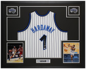 Penny Hardaway Autographed & Framed White Pinstriped Orlando Magic Jersey PSA COA