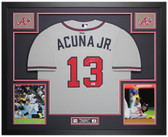 Ronald Acuna Jr Autographed & Framed Gray Atlanta Jersey Auto Beckett COA