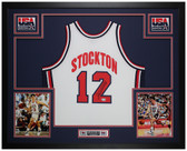 John Stockton Autographed & Framed White Team USA Jersey Auto Fanatics COA