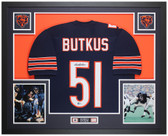 Dick Butkus Autographed & Framed Blue Chicago Jersey Auto Beckett COA