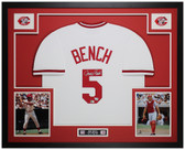 Johnny Bench Autographed and Framed White Cincinnati Jersey Auto Fanatics COA