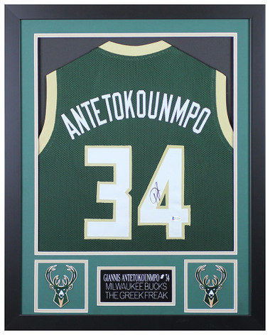 Giannis Antetokounmpo Autographed and Framed Milwaukee Bucks Jersey