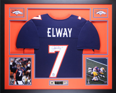 John Elway Signed Custom 35x43 Framed Denver Broncos Jersey JSA.!