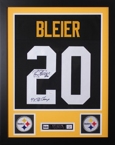 Rocky Bleier Autographed Black/Yellow # Pro Style Jersey w/ 4x SB