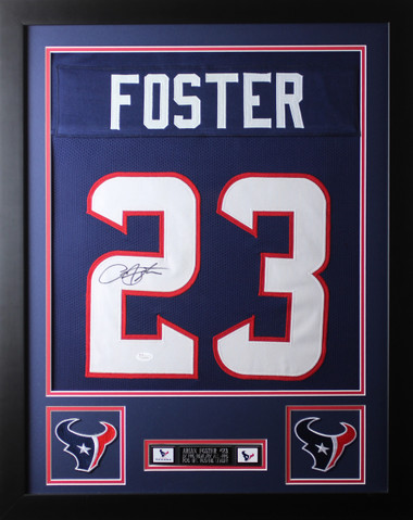 Arian Foster Framed and Autographed Navy Texans Jersey