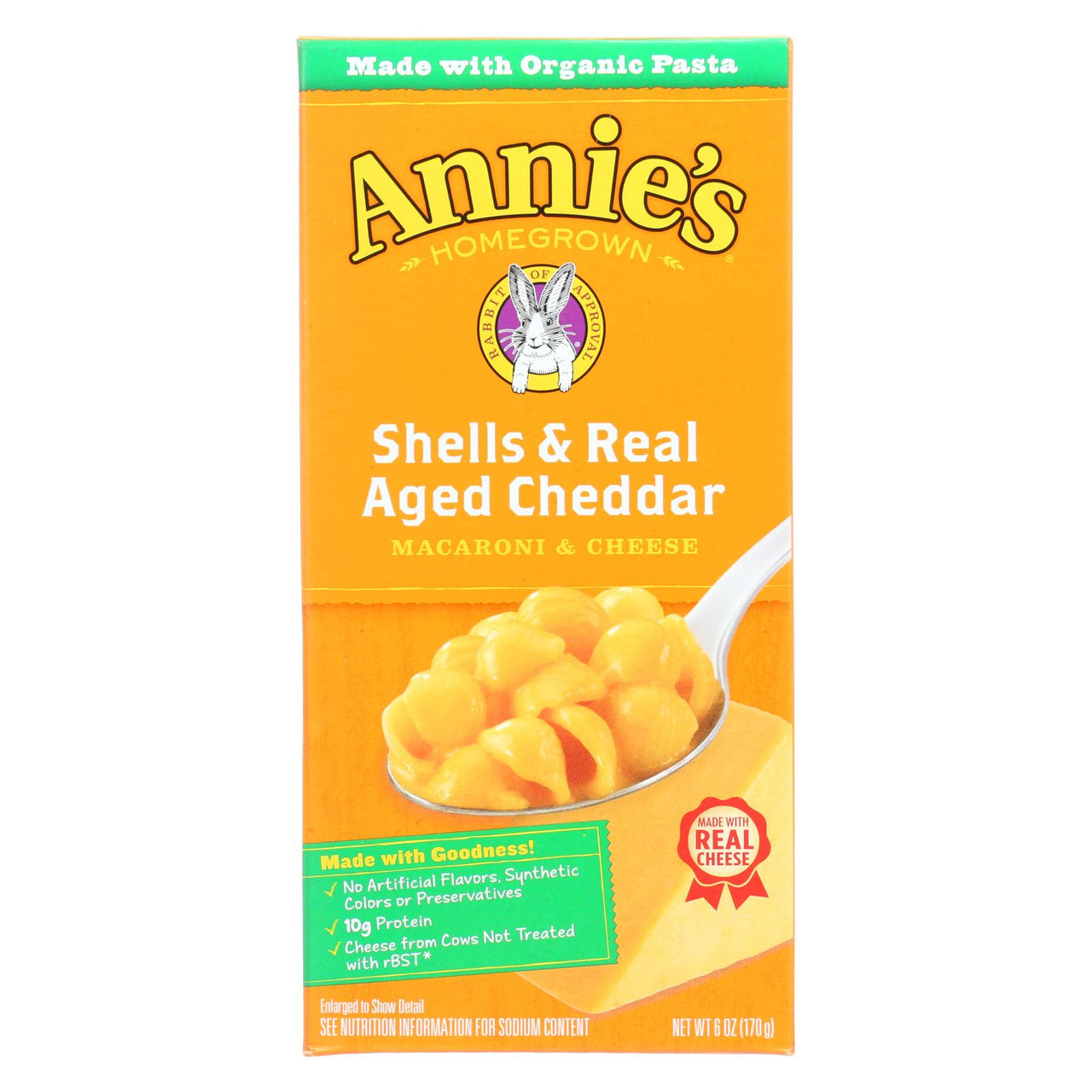 Annie's White Cheddar Shells Macaroni & Cheese Dinner with Organic Pasta,  10.5 OZ (Pack of 6)