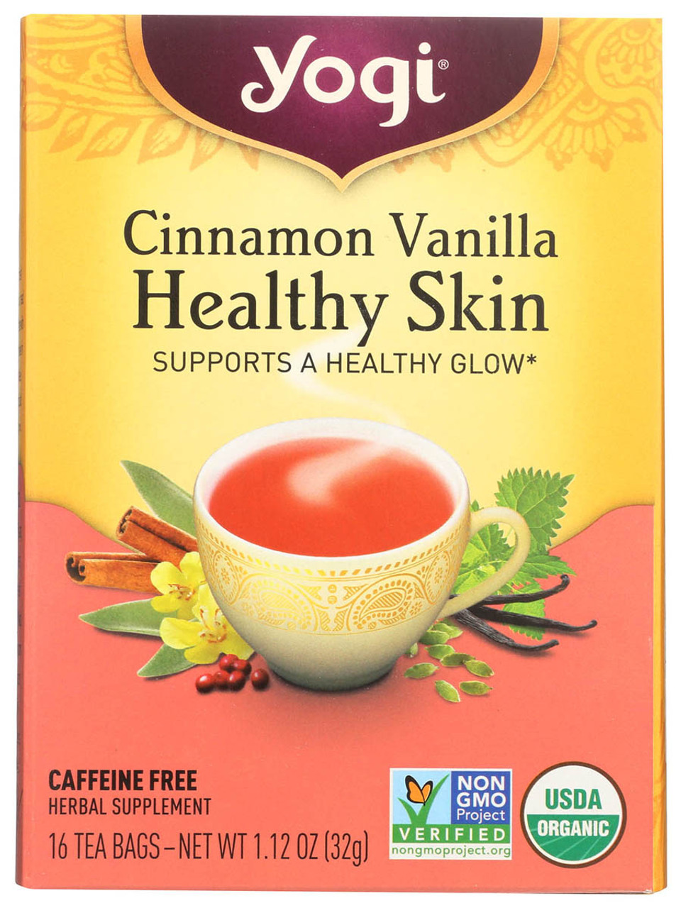 YOGI TEA CO Tea Organic Healthy Skin Cinnamon Vanilla - Elm City Market
