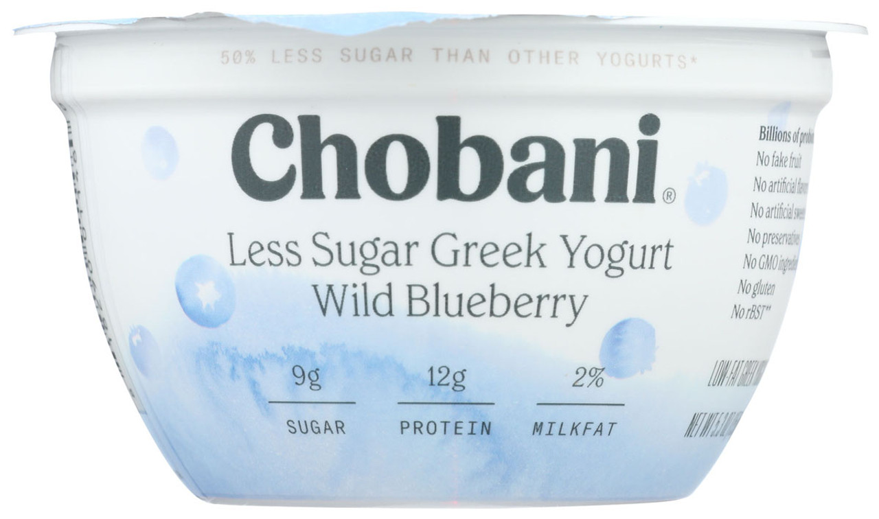 CHOBANI Less Sugar Greek Yogurt, Wild Blueberry - Elm City Market
