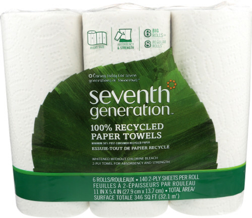 SEVENTH GENERATION 100% Recycled Paper Towels, 6pk